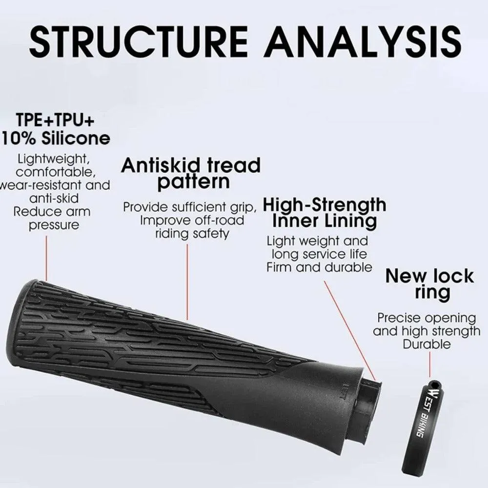 MTB Handlebar Grips Colorful Mountain Bike Silicone Grips Non-slip Bike Handles Cover Shock Absorption Lock On Grips