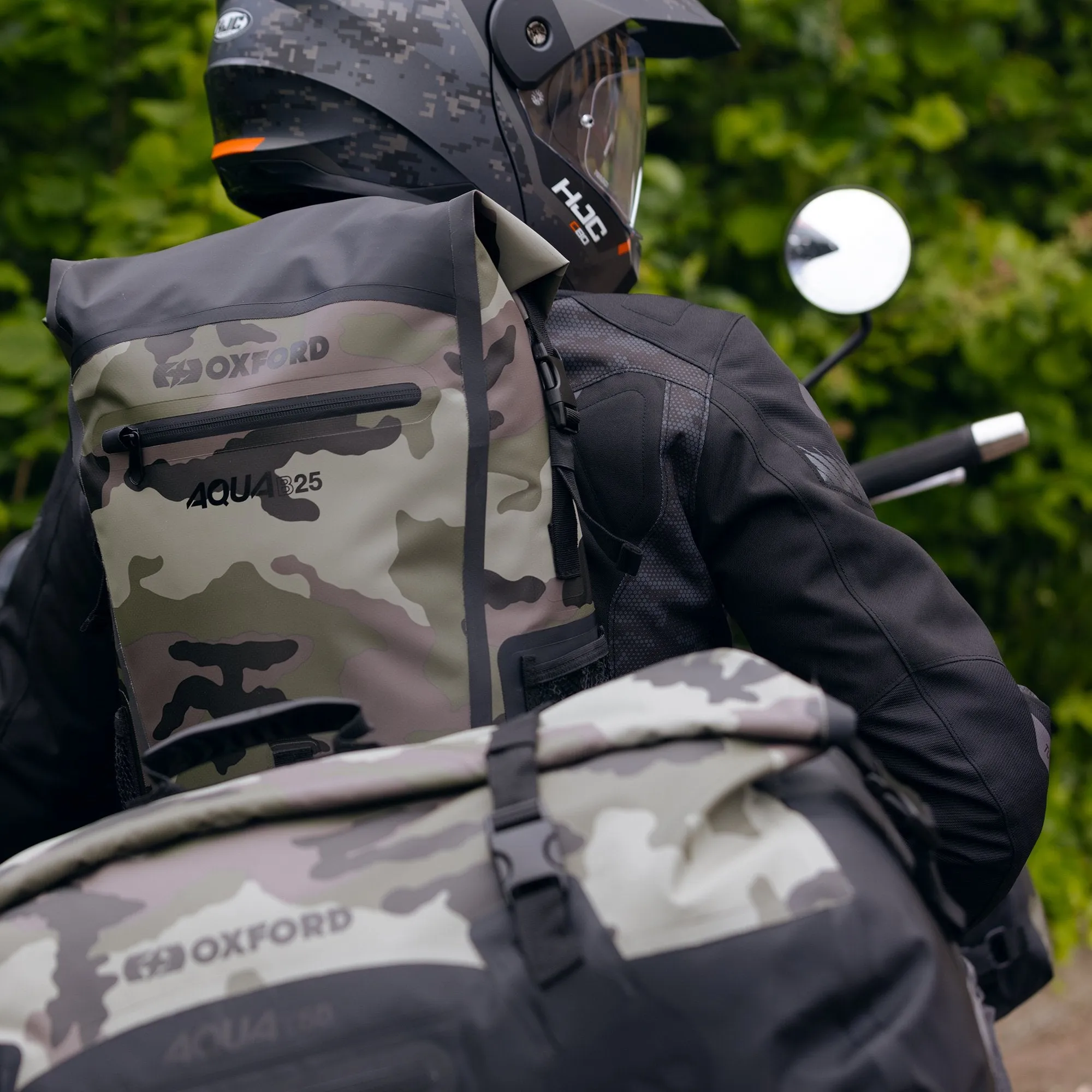 OXFORD AQUA B-25 MOTORCYCLE/MOTORBIKE ADVENTURE BACKPACK CAMOUFLAGE - 25 LITRE