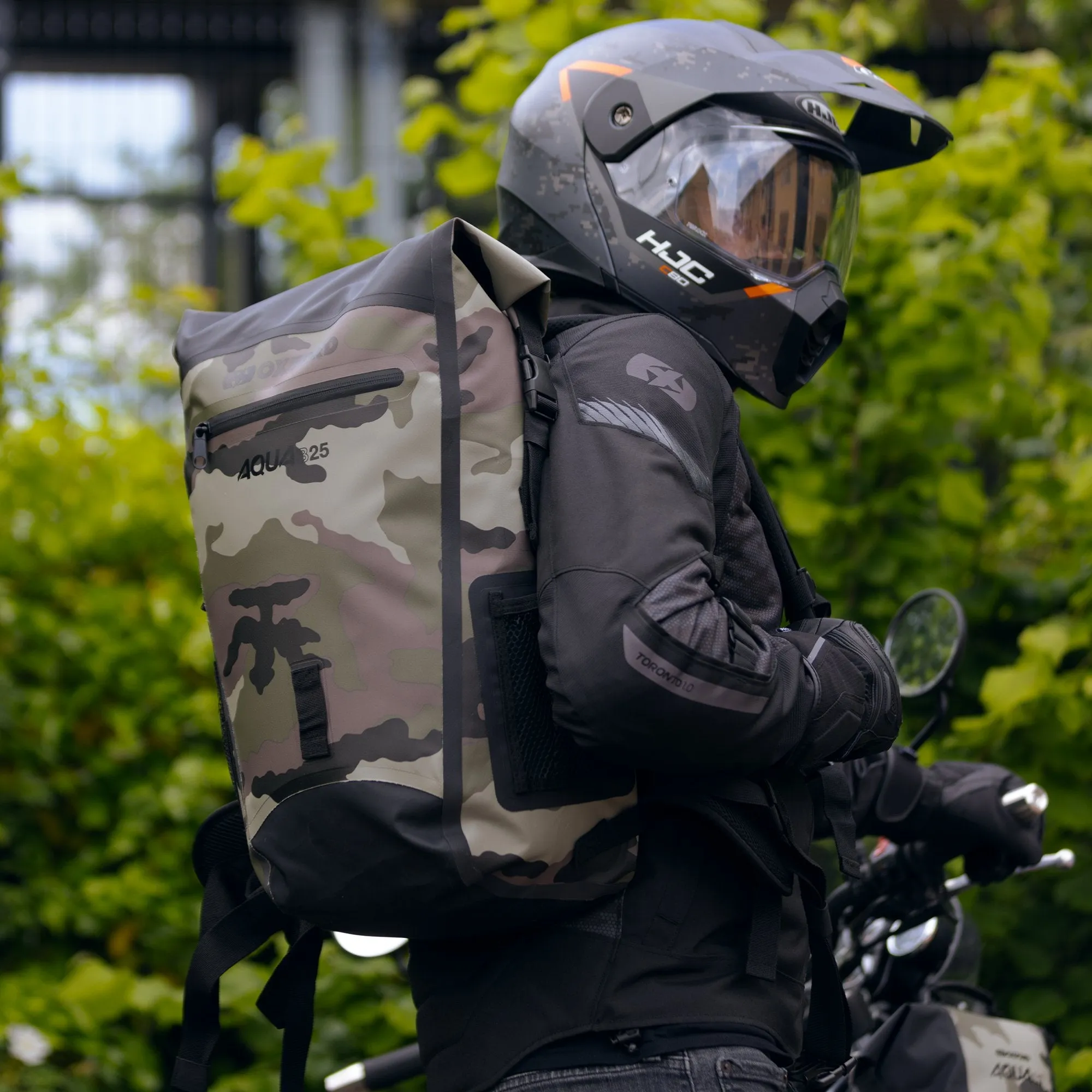 OXFORD AQUA B-25 MOTORCYCLE/MOTORBIKE ADVENTURE BACKPACK CAMOUFLAGE - 25 LITRE