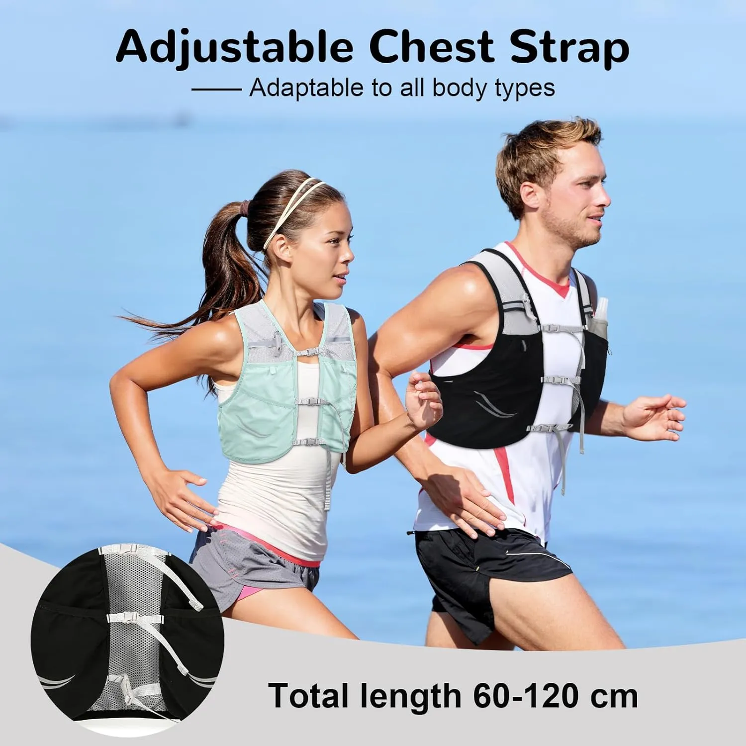 Running Vest for Men with 2 pcs 500ml Water Bottle, Hydration Vest for Running Women, Lightweight Runner Water Vest