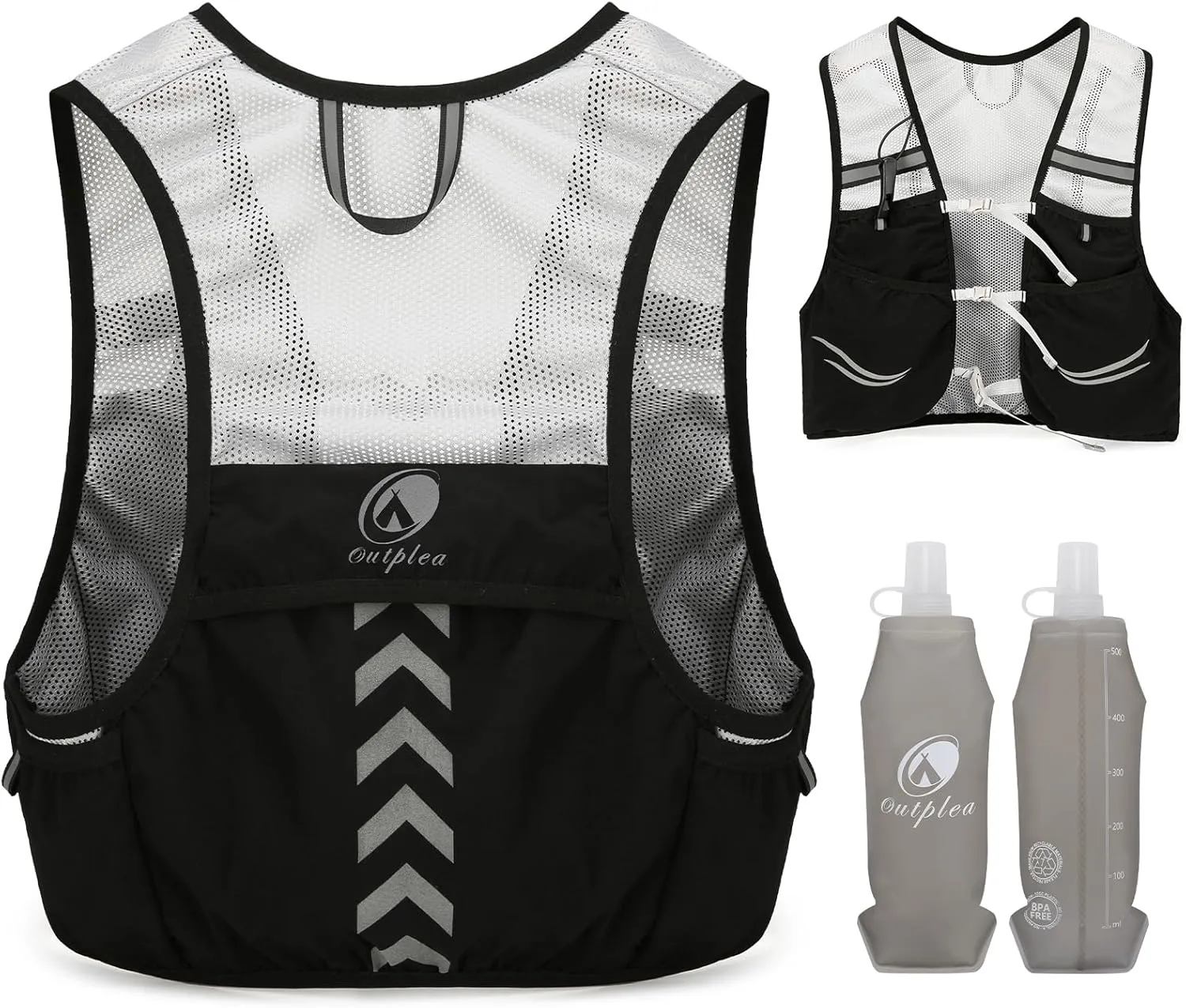 Running Vest for Men with 2 pcs 500ml Water Bottle, Hydration Vest for Running Women, Lightweight Runner Water Vest