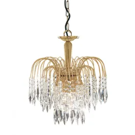 Searchlight 5173-3 Waterfall - 3 Light Ceiling Gold Clear Crystal