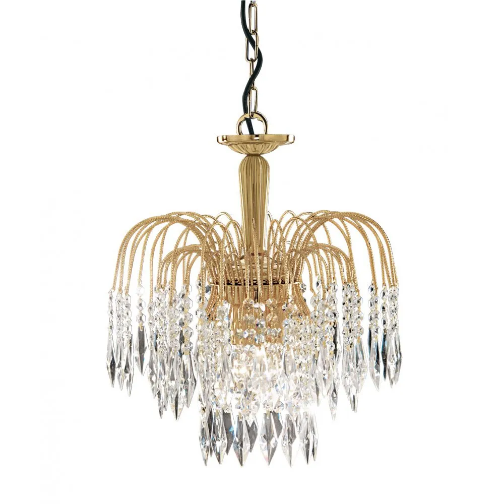 Searchlight 5173-3 Waterfall - 3 Light Ceiling Gold Clear Crystal