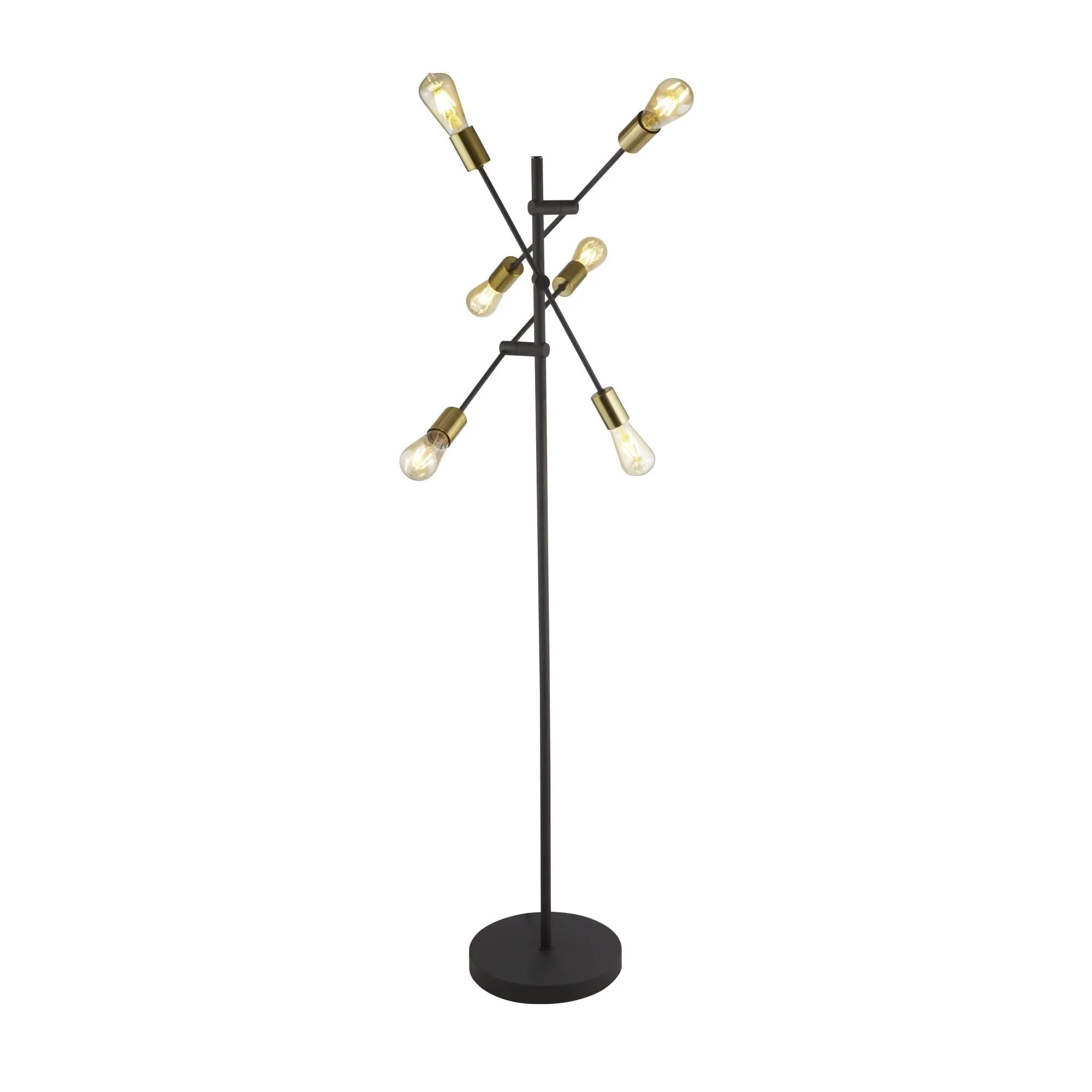 Searchlight 8076-6BK Armstrong 6 Light Floor Lamp Black And Satin Brass