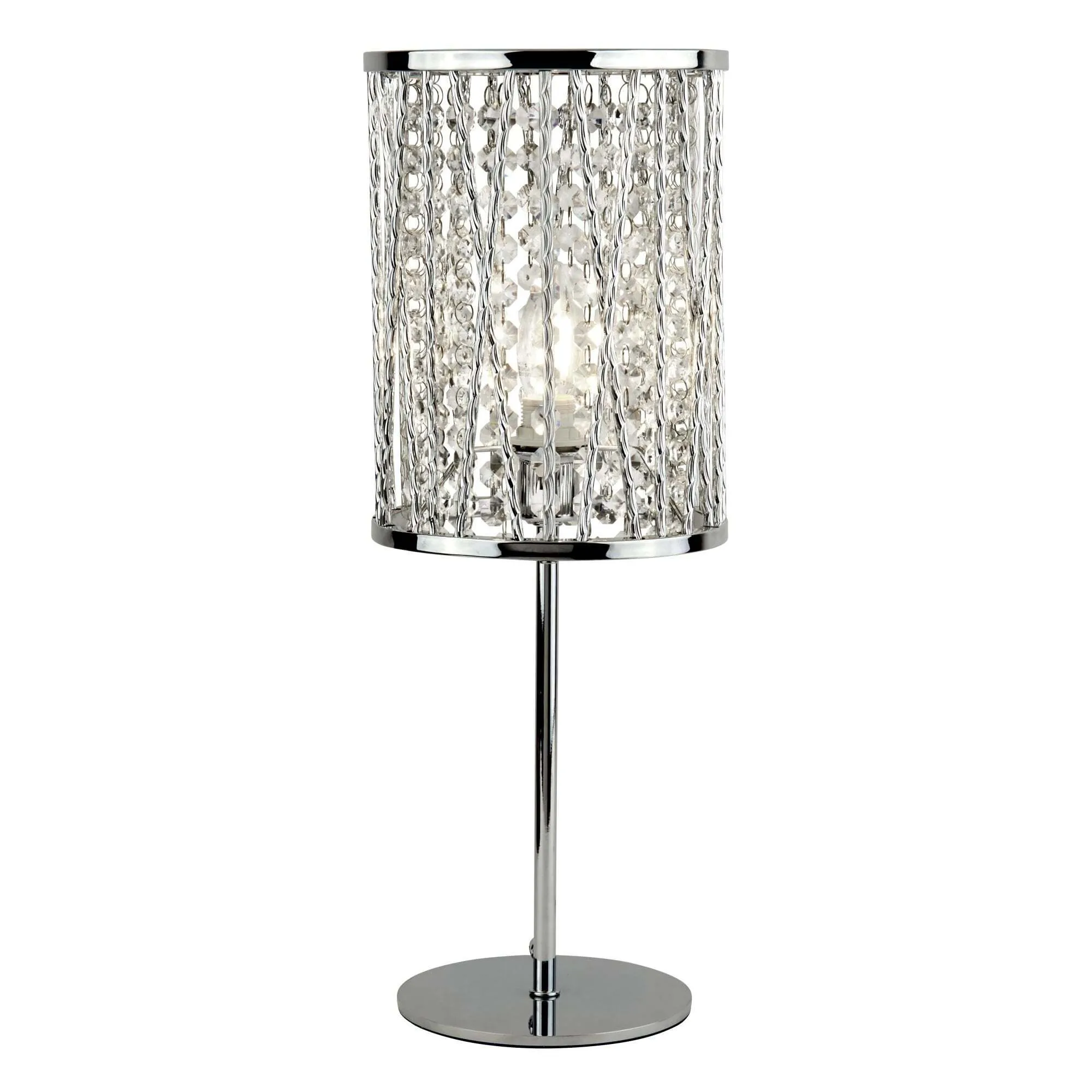 Searchlight 8931CC Elise 1 Light Table Lamp Chrome Crystal Drops