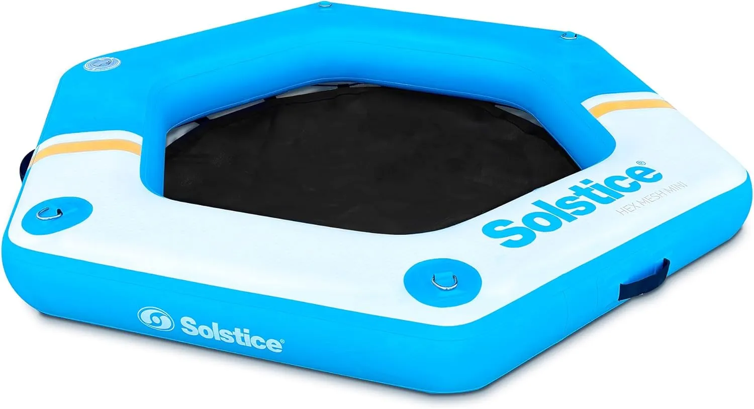 SOLSTICE 3-Person Hex Mesh Inflatable Dock, Floating Water Raft Platform, 6ft - Hexagonal Outdoor Lounge for Lake, River, Swimming Pool & Beach, Includes Pump w/Gauge, Carry Bag & Repair Kit