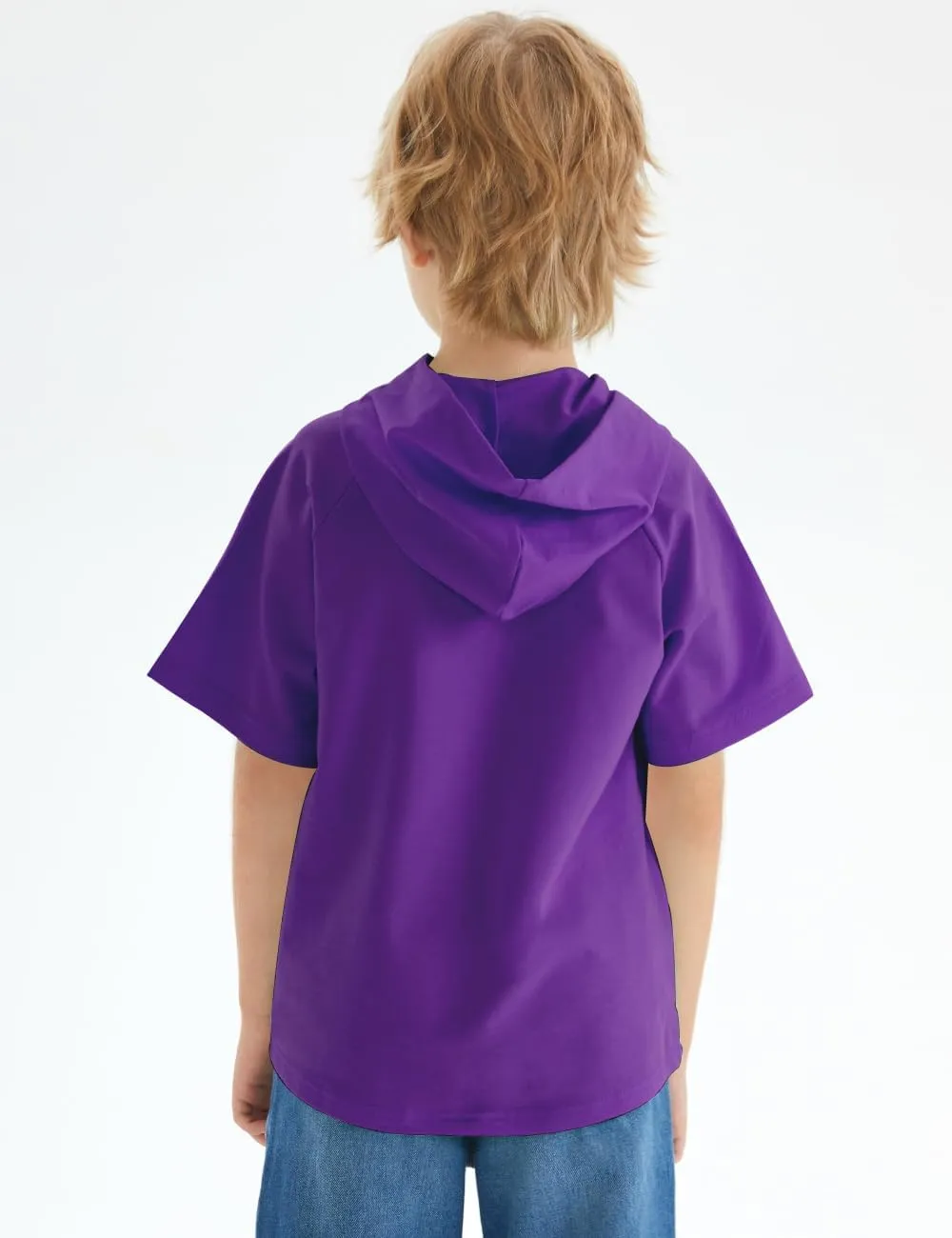 Spring&Gege Boys Light Weight Short Sleeve Hoodie Casual Solid Pullover Hooded T-shirt with Pocket