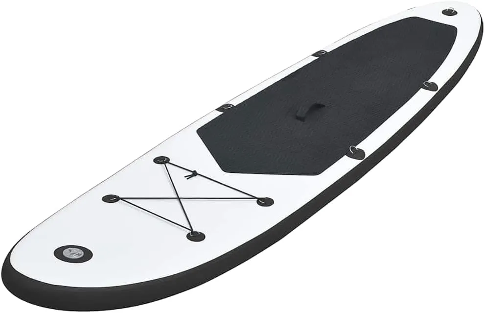 Stable and Durable Inflatable Stand Up Paddleboard Set, Smooth Rides, Black and White