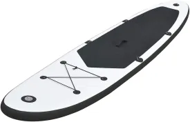 Stable and Durable Inflatable Stand Up Paddleboard Set, Smooth Rides, Black and White