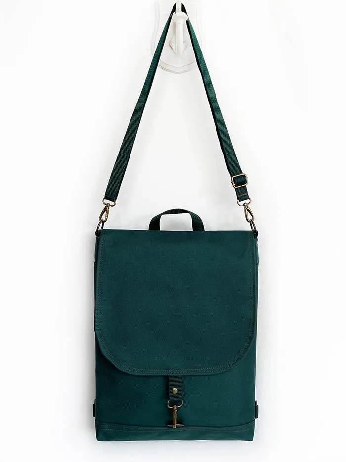 Teal Green Slim Designer Backpack, Waterproof Women's Flap Rucksack
