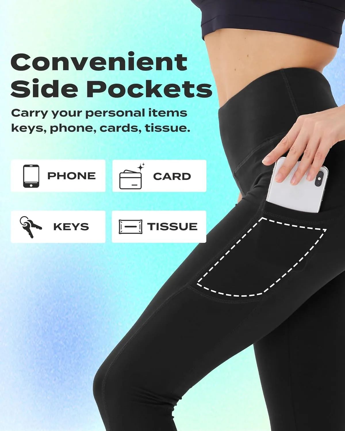 TNNZEET Capri Leggings for Women - Tummy Control Black Leggings with Pockets High Waisted Yoga Pants Workout Cycling Leggings