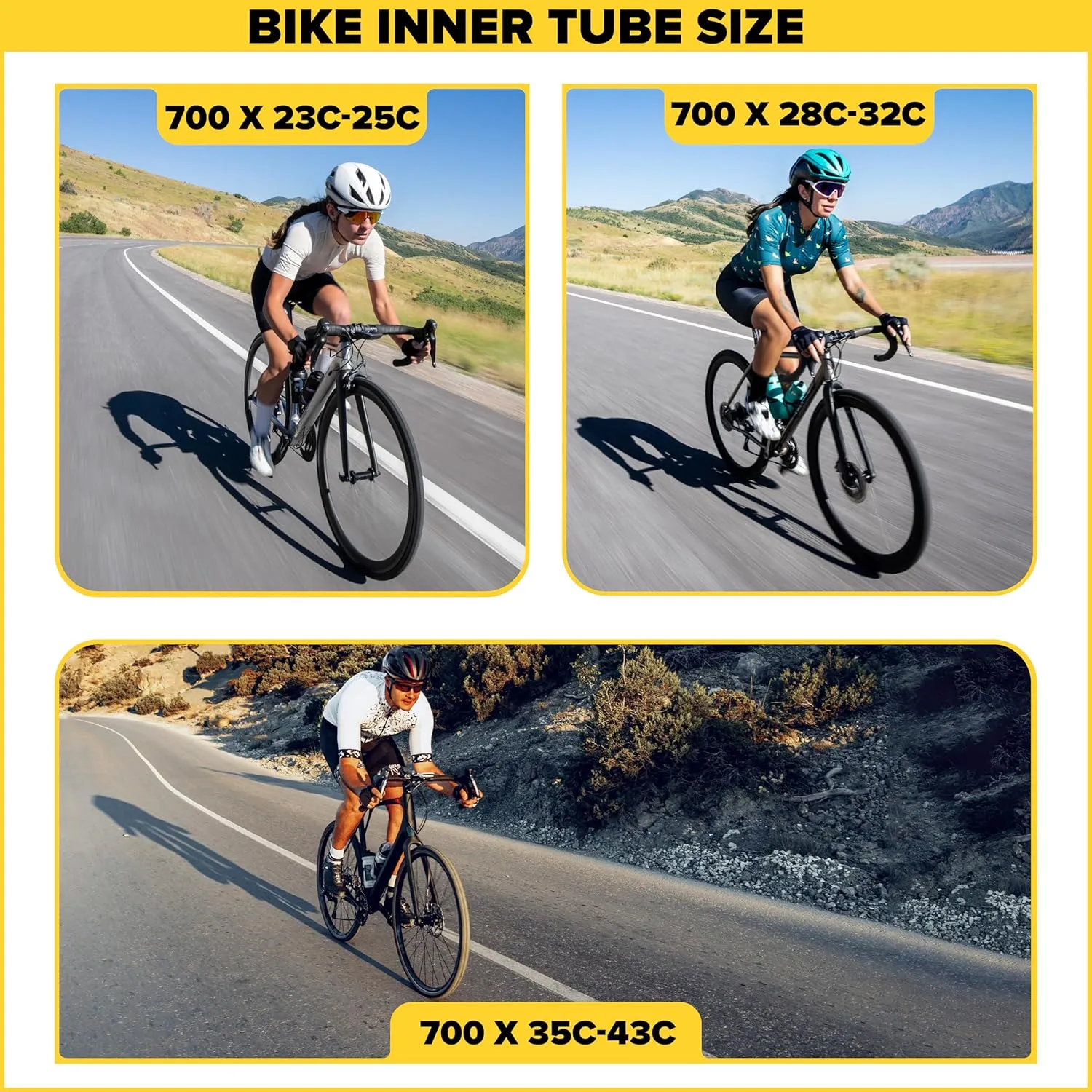Ultraverse Bike Inner Tube for 700x23-25c, 700x28-32c, 700x35-43c 28 inch Bicycle Wheel Sizes with 48mm Presta Valve - Butyl Rubber Tubes for Road and Gravel Bikes - 2 Tubes, 2 tire levers Included