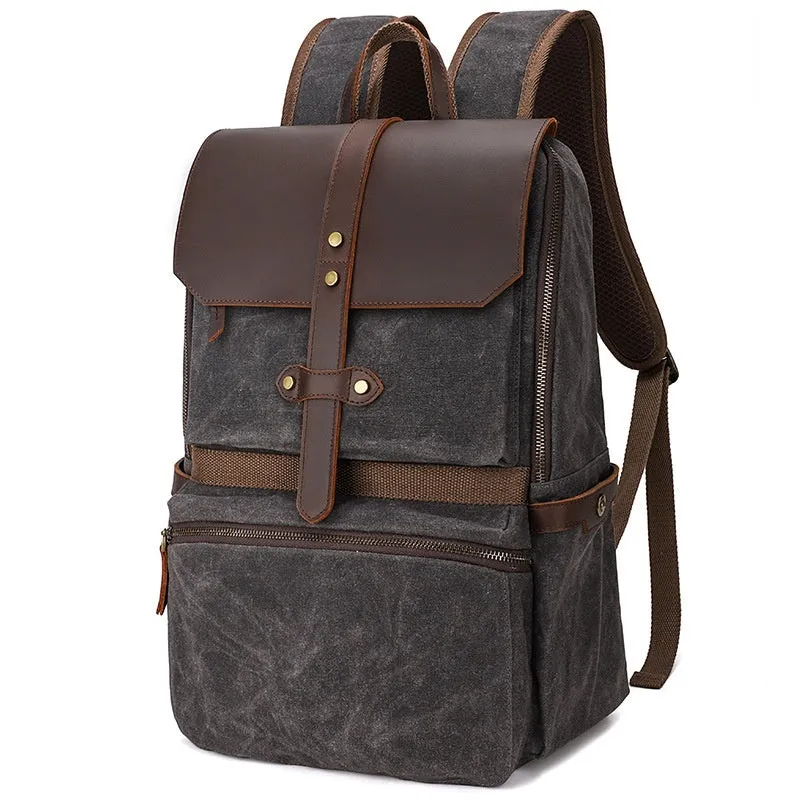 Waterproof Batik Canvas & Leather Men's Backpack