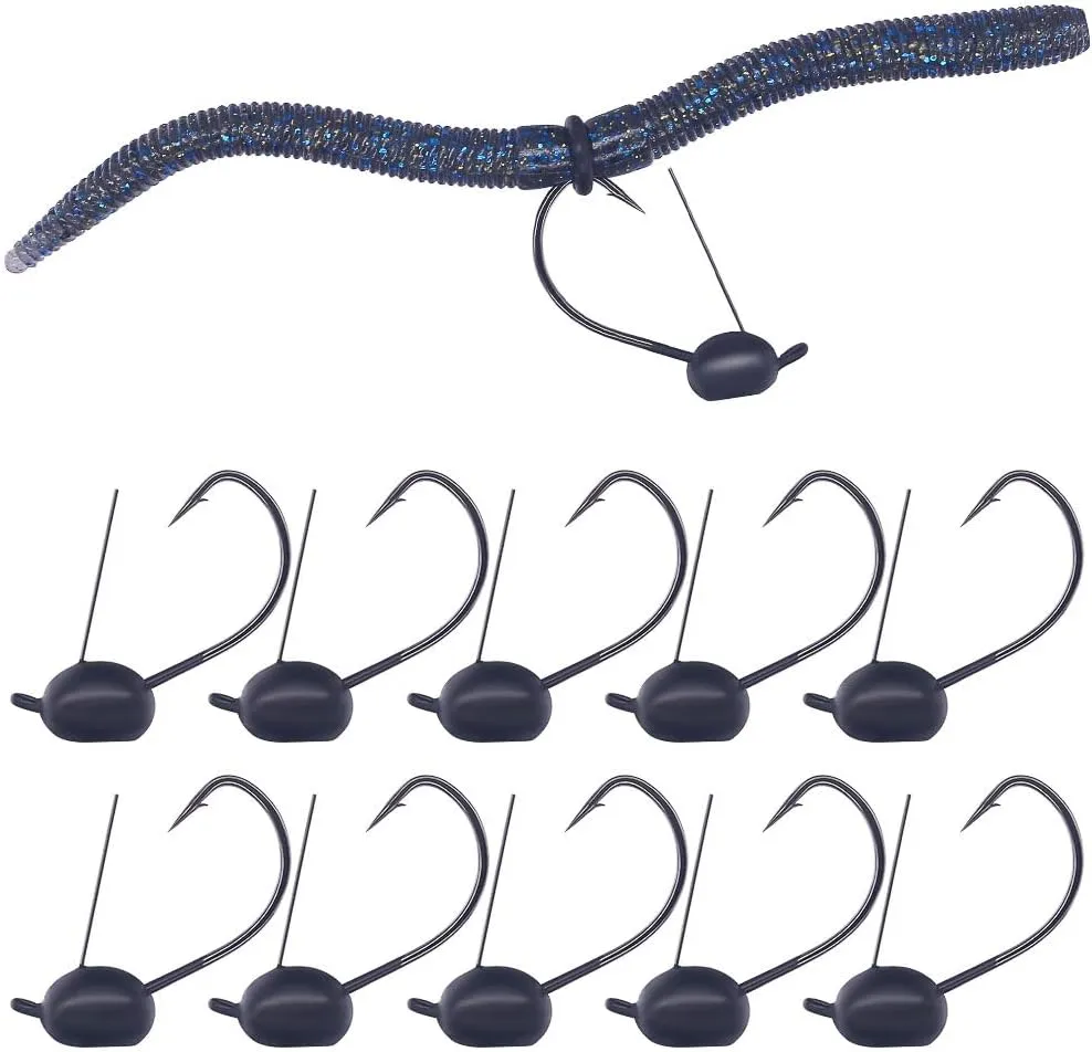 Weedless-Wacky-Rig-Hooks-Weedless-Jig-Head Worm Weights Hook for Bass Fishing 10 Pack