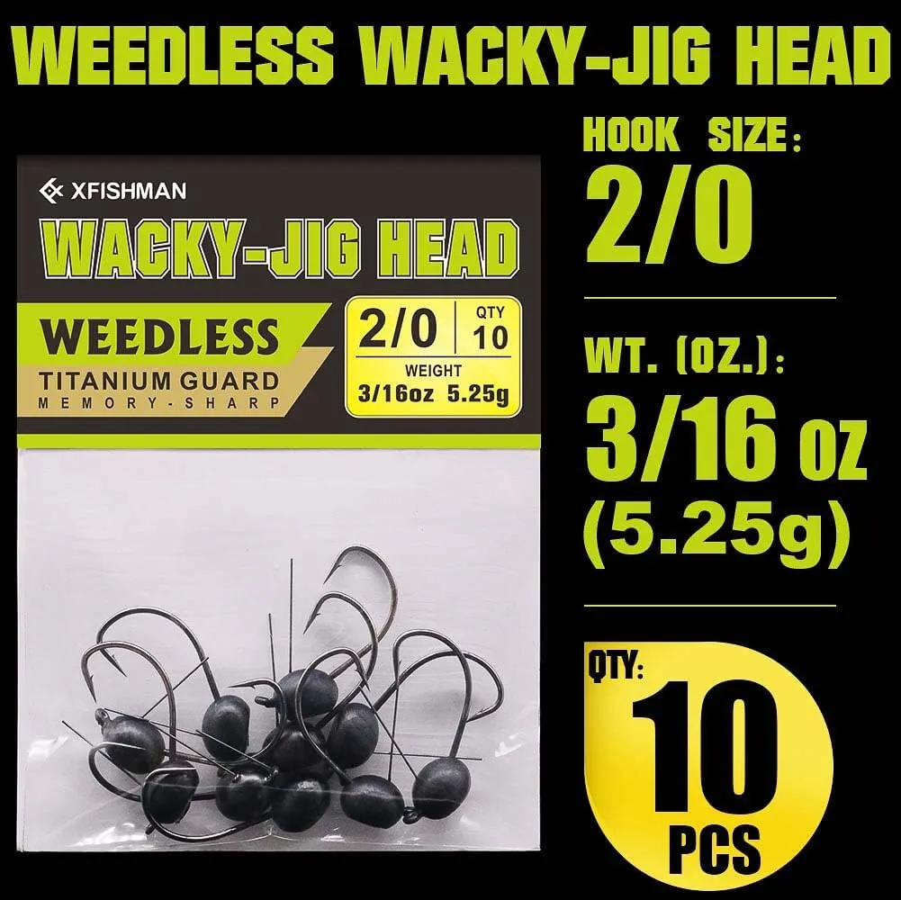 Weedless-Wacky-Rig-Hooks-Weedless-Jig-Head Worm Weights Hook for Bass Fishing 10 Pack