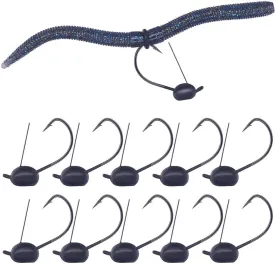 Weedless-Wacky-Rig-Hooks-Weedless-Jig-Head Worm Weights Hook for Bass Fishing 10 Pack
