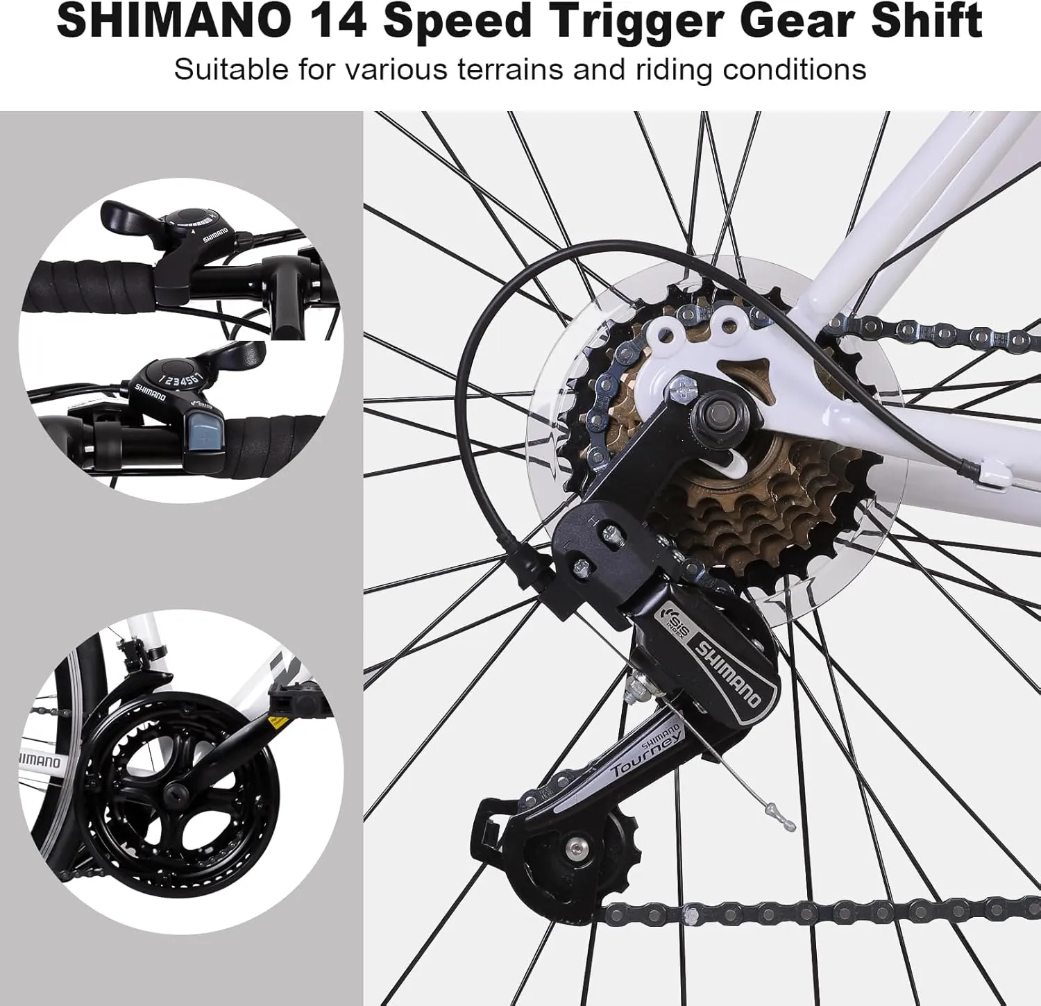 WEIZE Road Bike, 700C Wheel City Commuter Bicycle, Shimano 14 Speed Drop Bar, Racing Adult Bike with Caliper Brakes, High-Carbon Steel Hybrid Bikes, Urban Adult Bicycle for Men and Women