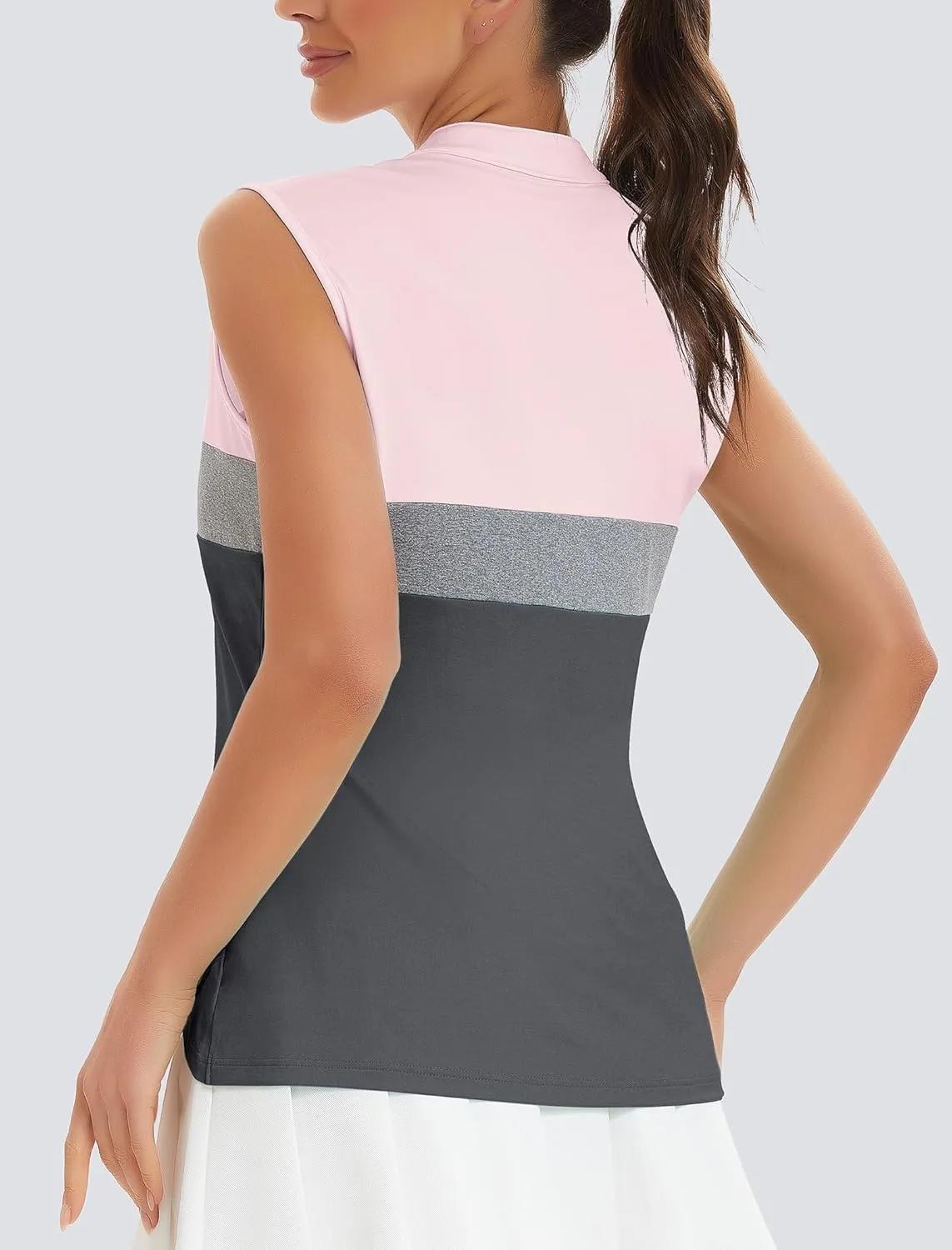 Womens Golf Shirt V Neck Sleeveless Polo Shirts Athletic Tennis Tank Tops Moisture Wicking Lightweight Sports Top