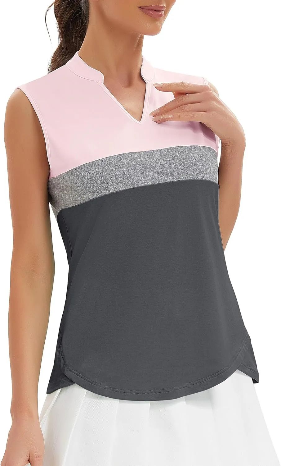 Womens Golf Shirt V Neck Sleeveless Polo Shirts Athletic Tennis Tank Tops Moisture Wicking Lightweight Sports Top