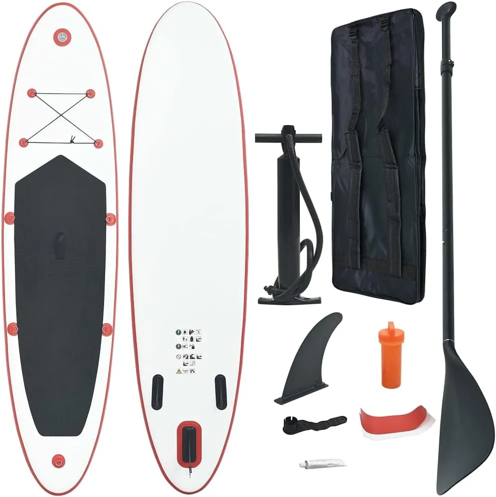 YAFF Stand Up Paddle Board Set SUP Surfboard Inflatable Red and White (28.16lbs)